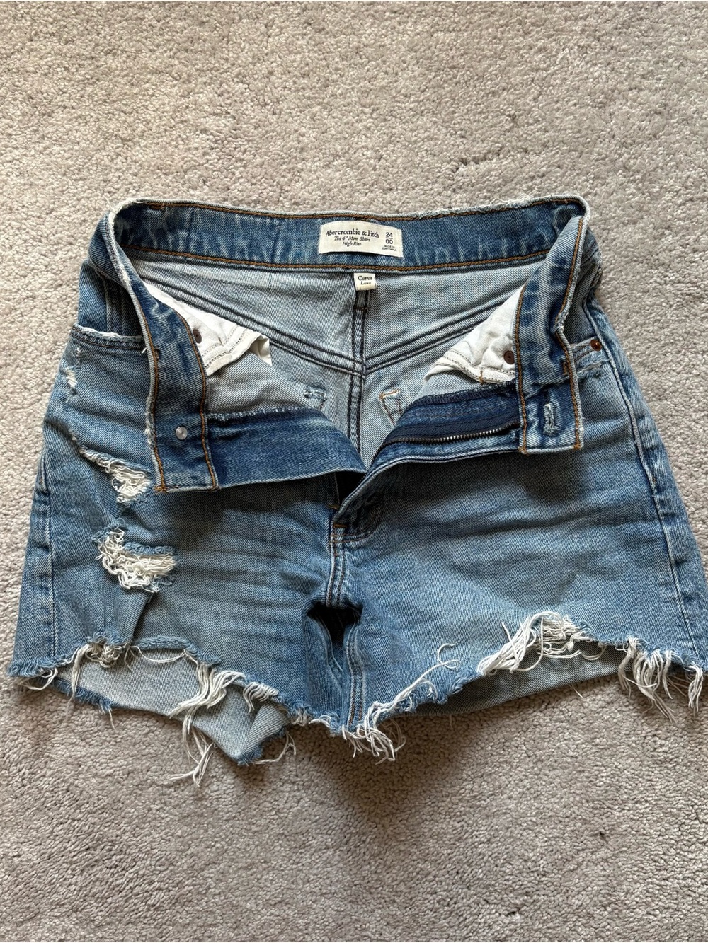 Abercrombie & Fitch Light Blue Distressed Denim Cutoff Shorts